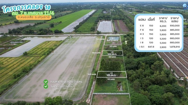 ขายที่ดิน โครงการคลอง 10 กม.7 อำเภอหนองเสือ จังหวัดปทุมธานี แปลง ขายที่ดิน โครงการคลอง 10 กม.7 อำเภอหนองเสือ จังหวัดปทุมธานี แปลง